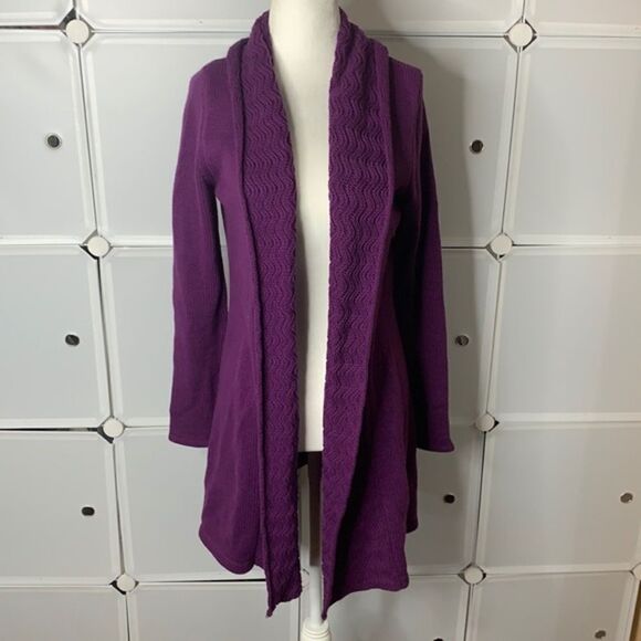 Leo & Nicole Purple Open Front Knit Cardigan Size Small - Picture 1 of 8